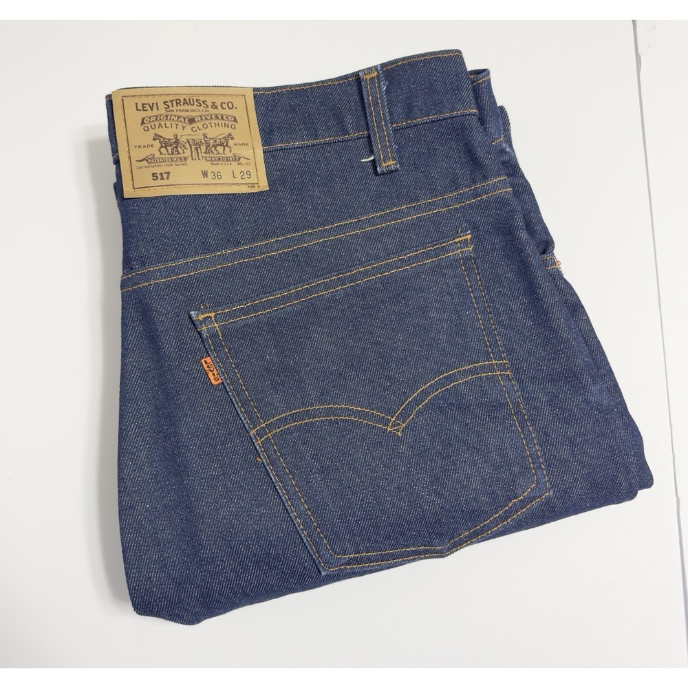 NWOT VTG 80's Levi's 517 Orange Tab Bootcut Jeans Sz 36x31 Dark Wash MADE IN USA